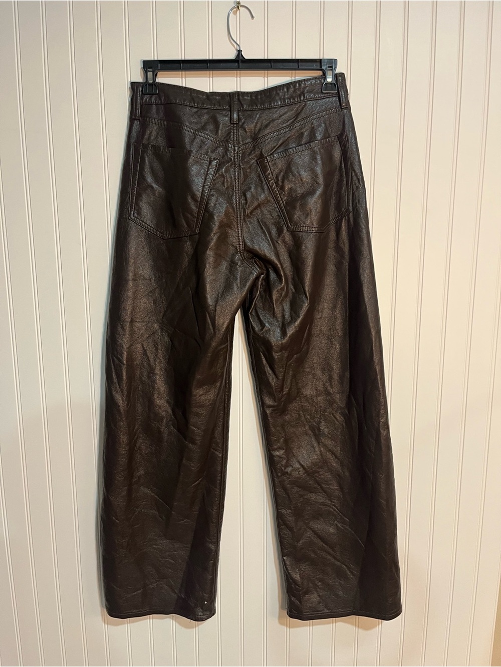 Citizens Of Humanity Dark Brown Faux Leather Wide-Leg Pants - Picture 7 of 10